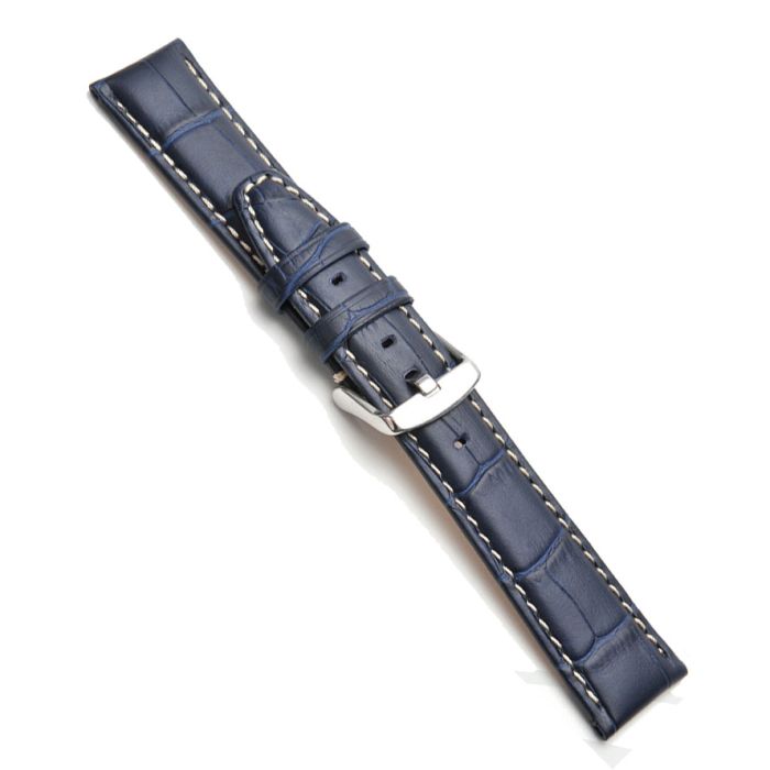 Superior Matte Leather Square Crocodile Grain Watch Strap Navy Timpson