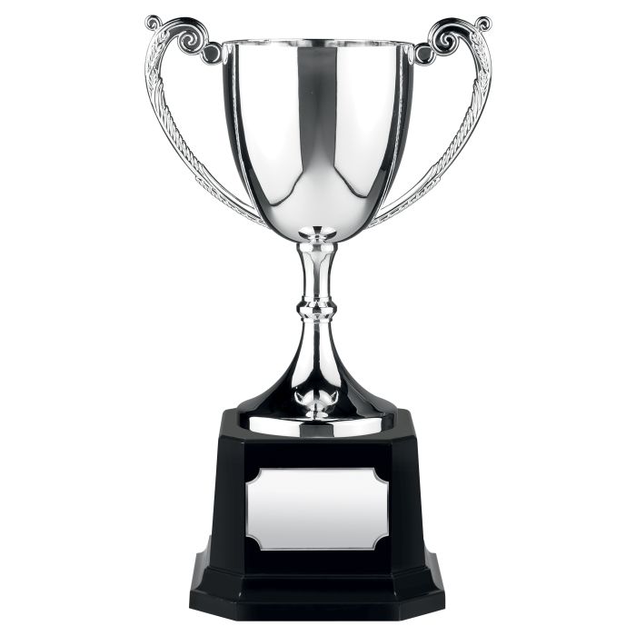 Great Value Football Silver Plastic Cup w Black Marble Base Award FREE ENGRAVING 
