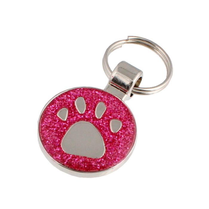 Pink Round Glitter Dog Tag Small Timpson