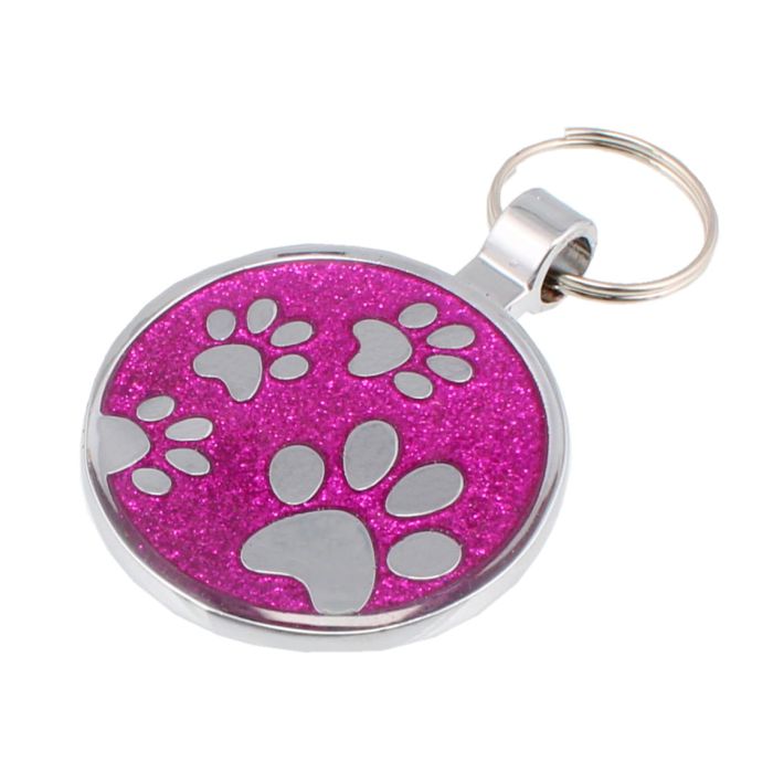 Purple Glitter Round Paw Dog Tag Timpson