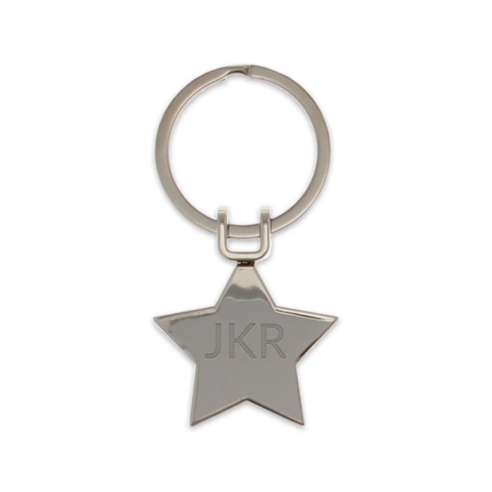 Star Initials Metal Keyring