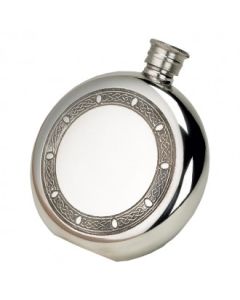 Round Celtic Pewter Personalised Hip Flask - (6oz)