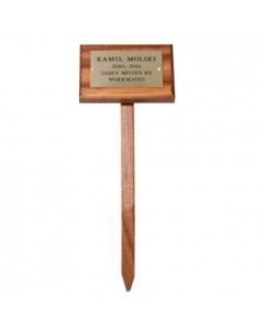 Wooden Memorial Stake with Brass Plate - (42cm)