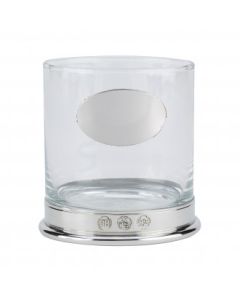 Oval Plate Whisky Tumbler with Pewter Base