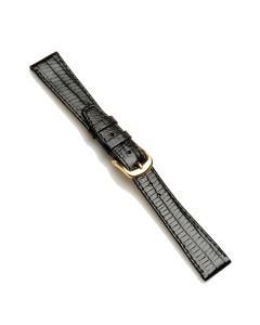 Leather Teju Lizard Grain Watch Strap - Black
