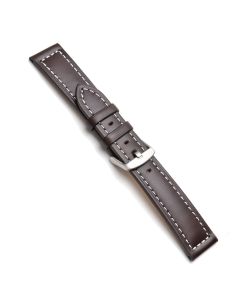 Heavy Cut Edge Leather Watch Strap - Brown