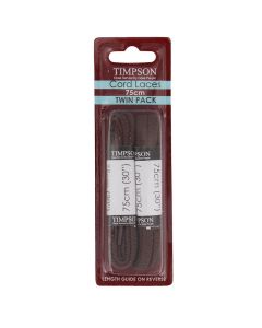 Brown 75cm Cord Laces - Twin Pack (5-6 pairs of eyelets)