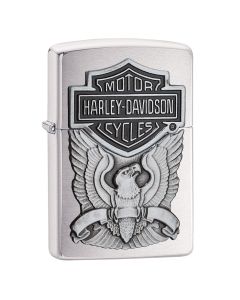 Harley Davidson Eagle Logo Brushed Chrome Zippo Lighter (200HD-H284)