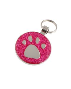 Pink Round Glitter  Dog Tags,,