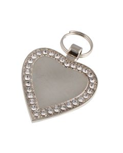 Silver Diamante Heart Pet Tag,,,