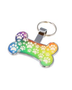 Rainbow Paw Bone Dog Tag,