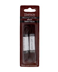Brown 60cm Round Laces - Twin Pack (3-5 pairs of eyelets)
