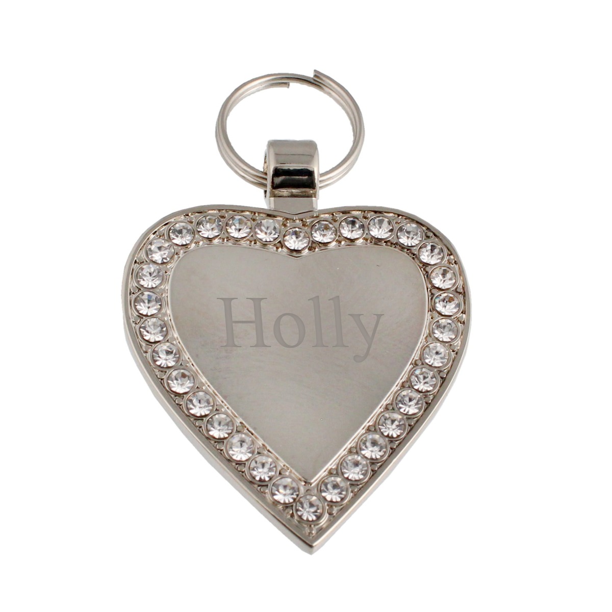 Silver Diamante Heart Pet Tag